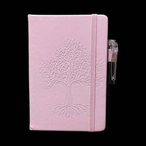 Pastel Pink Tree of Life Embossed Small Hardcover Lined Journal with Pen